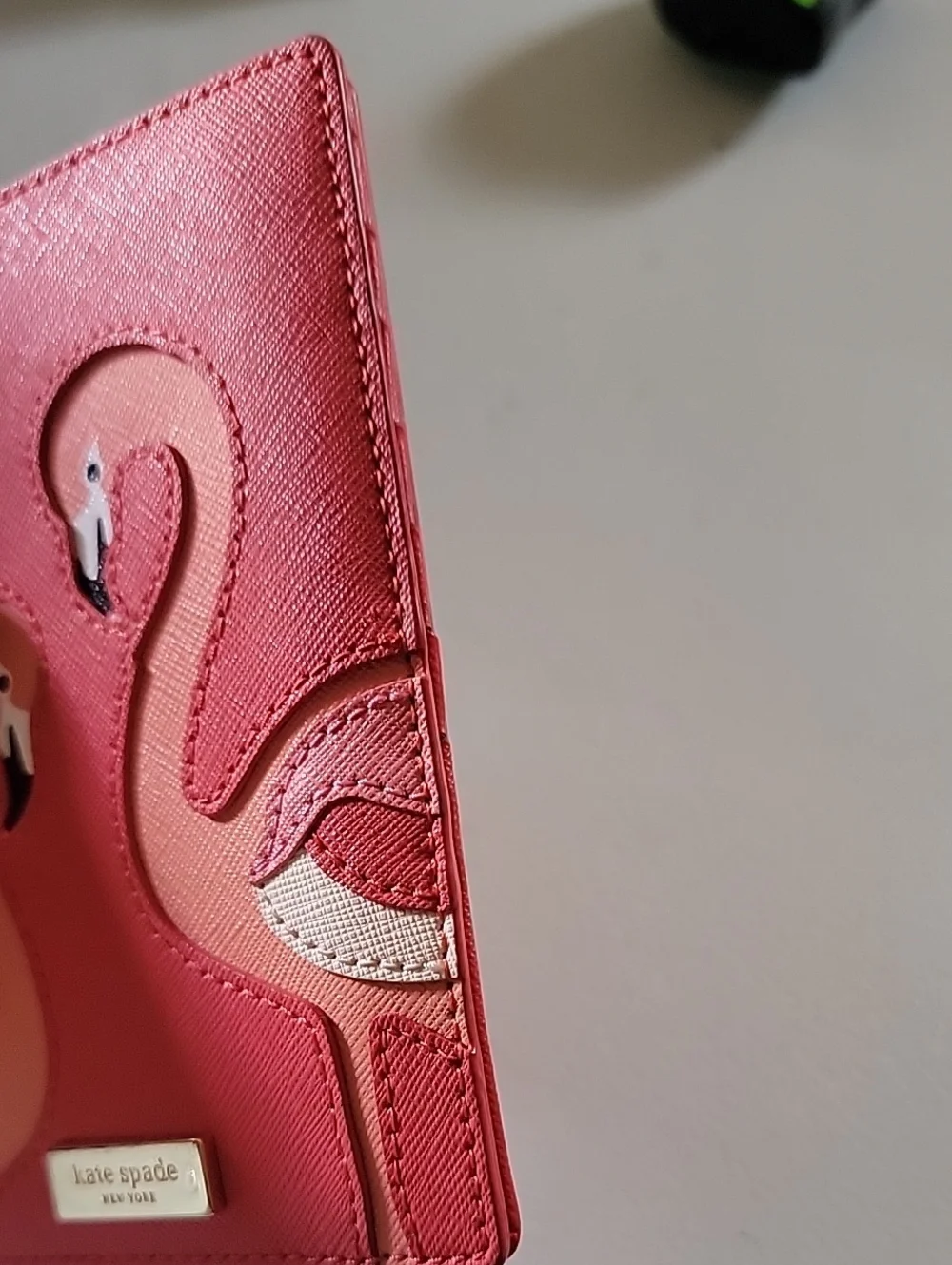 kate spade Take A Walk On The Wild Side Flamingo Leather Passport Holder